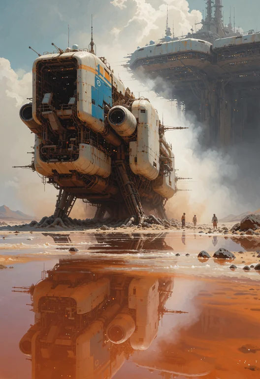 This Is A Post-apocalyptic Scene. The Central Focus Is A Lar...
