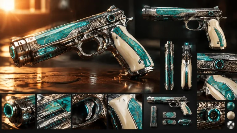 Createa A Concept Design Sheet For A Richly Decorated Turquo...