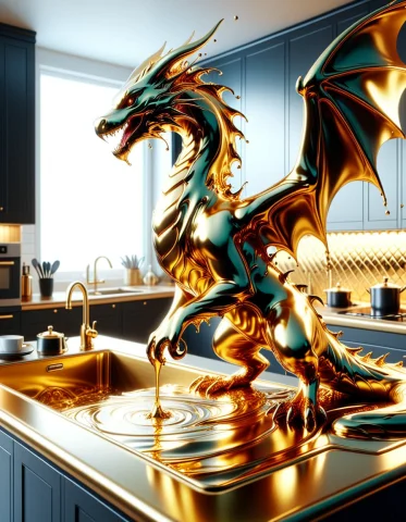 10. A Gigantic Dragon Entirely Composed Of Violently Swirlin... — SDXL AI Prompt: 10. A gigantic dragon entirely composed of violently swirling molten gold, emerg...