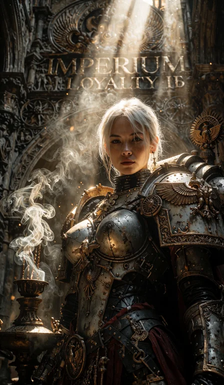 A Cinematic, Dramatic Warhammer 40k Concept Art. A Fierce An...