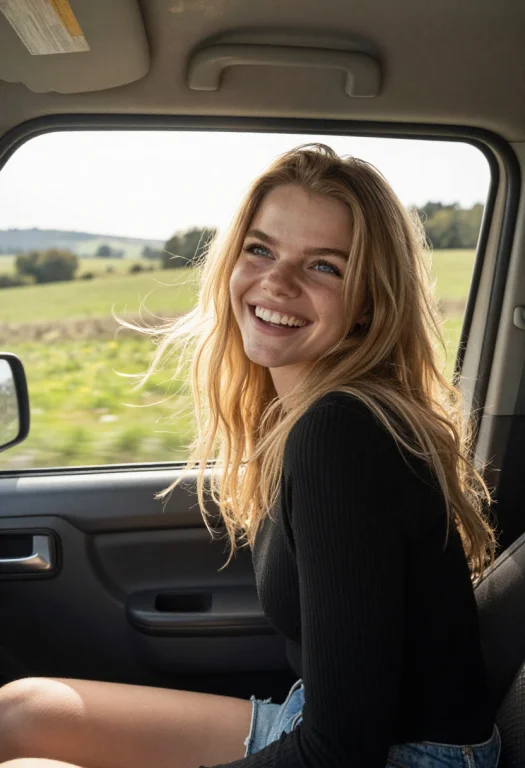 A Woman With Long, Sun-bleached Blonde Hairindividual Strand...