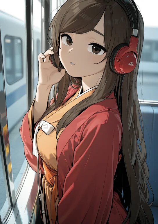 1girl, Solo, Looking At Viewer, Listening To Headphones, Tou...