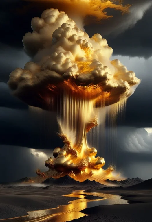 Liquidgoldmorph, A Strange Storm Cloud Floating Over An Empt...