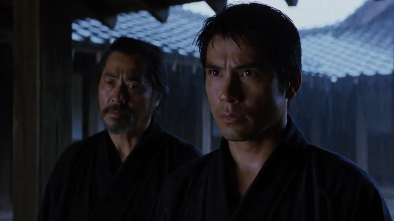 Lstsmr2003, Two Men Stand In A Dim, Rain-slicked Wooden Cour...