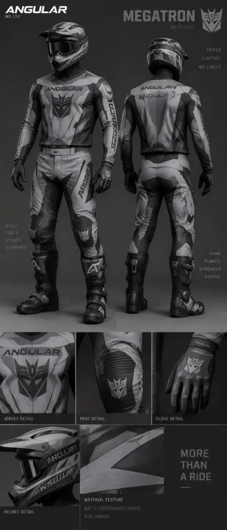 Angular Mxsx Riding Suit Megatron Gris, Matte Grey