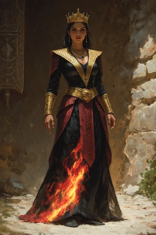 Queen, Fire Snake Outfit, One Woman, Detailed Background, Ca...