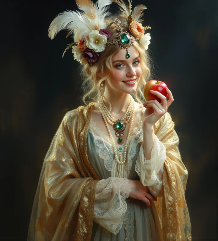 Fantasy Portrait Painting Of A Beautiful Toung Woman With Wa...