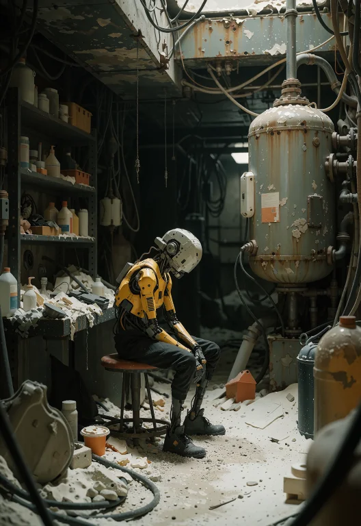This Is A Industrial Interior Of A Spaceship Or Post-apocaly...