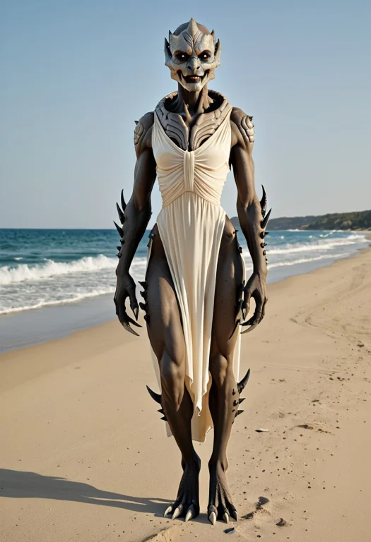 Photorealistic, A Female Turian1.2 Wearing An Ombre Dress St...