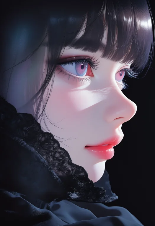 N8t-ru An Extreme Close-up Of A Girls Face In Profile, Facin...