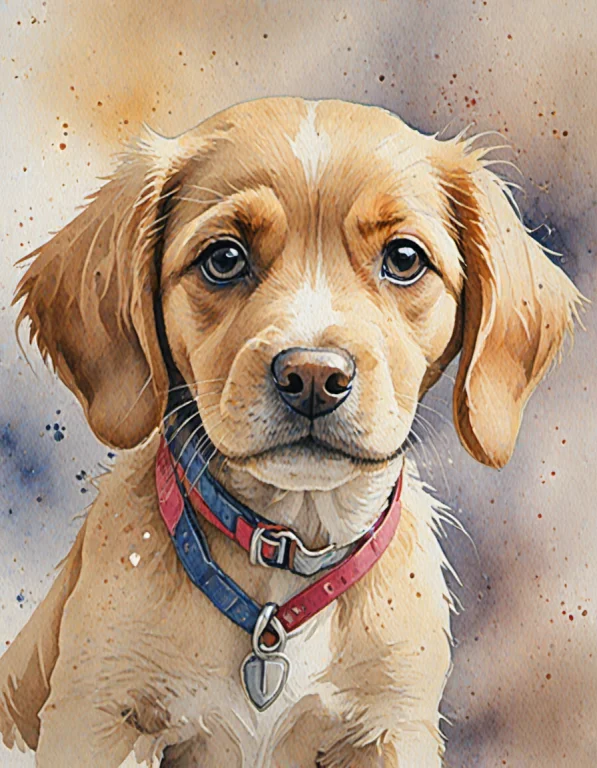 Chahamanstylewatercolor,a Cute Puppy