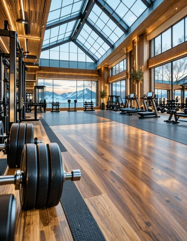 F1tn3ss Club, Photorealistic Cinematic Still Of The Main Gym... — Stable Diffusion AI Prompt: f1tn3ss club, photorealistic cinematic still of the main gym floor of a luxury s...