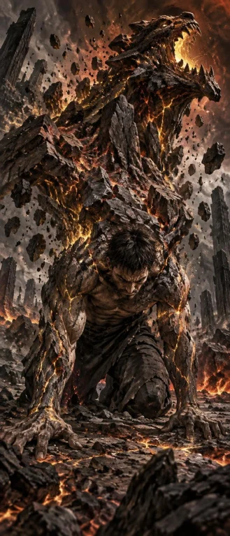 A Gritty, Dynamic Illustration Of A Human Figure Kneeling, P...