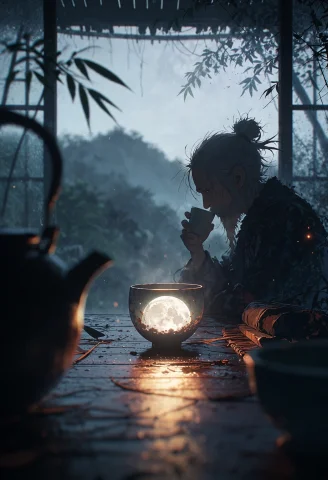 Kani2rer, V0q1d , A Poetic Eastern Wuxia Fantasy Scene, An O... — Stable Diffusion AI Prompt: Kani2reR, v0q1d , A poetic Eastern wuxia fantasy scene, an old retired swordsman...