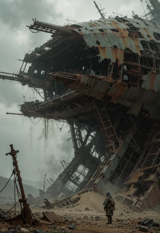 The Image Is A Digital Cgi Rendering Depicting A Post-apocal...