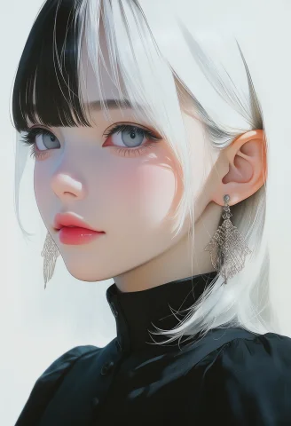 N8t-ru A Portrait Of A Girl Facing Slightly Left And Looking... — Stable Diffusion AI Prompt: n8_t-ru A portrait of a girl facing slightly left and looking at the viewer with...