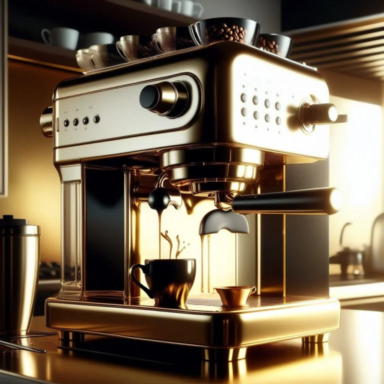 A Coffee Maker Making Rich, Metallic, Fluid Gold Coffee Into...