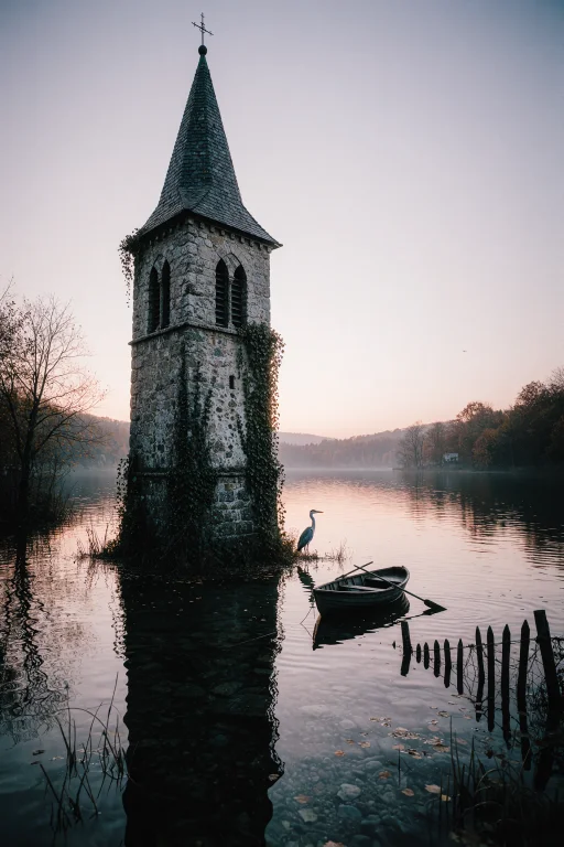 Bradhamel Art Style, The Stone Bell Tower Of A Sunken Villag...