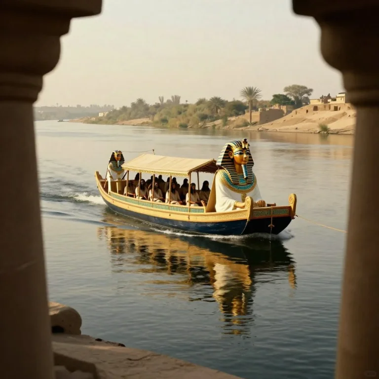 A Pharaohs Barge Gliding Down A Wide River, Impressionist St...