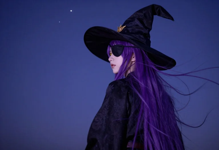No Humans, Very Long Hair, Purple Hair, Golden Eyes, Witch H...