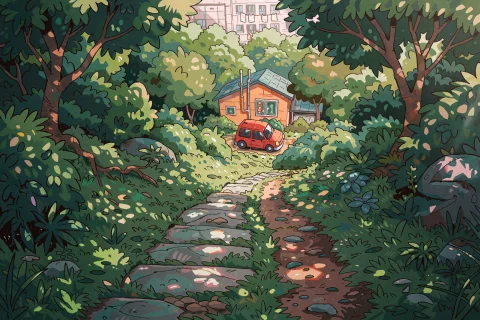 The Carlesdalmau Style Illustration Presents A Serene, Lands... — Stable Diffusion AI Prompt: The carles_dalmau style illustration presents a serene, landscape dominated by a...