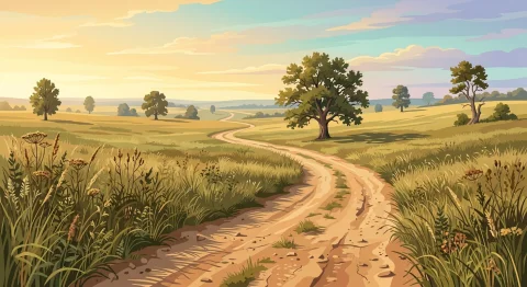 A Vast Dry Summer Landscape Covered With Wild Untamed Grasse... — Stable Diffusion AI Prompt: A vast dry summer landscape covered with wild untamed grasses and natural meadow...