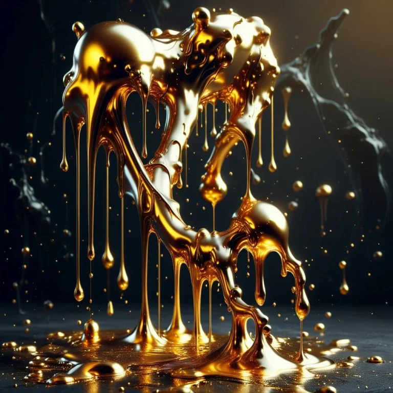 Liquidgoldmorph, Dripping, Made Of Liquid Flowing And Drippi...