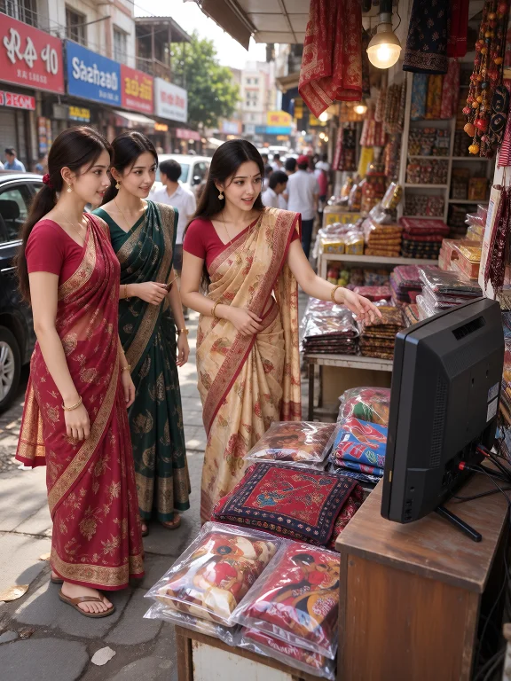 An Indian Mother And Her Friends Are Watching A Television F...