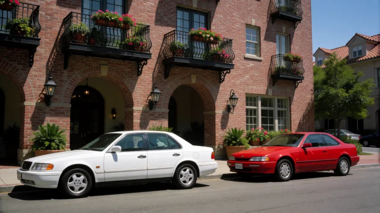 Rm2003, A White Sedan And A Red Coupe Are Parked Along A Qui...