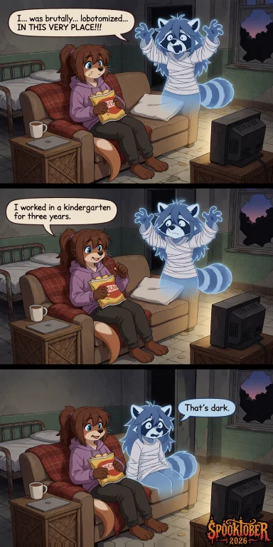 2d Comic Illustration, Three Vertical Panels. Room Is Photor...