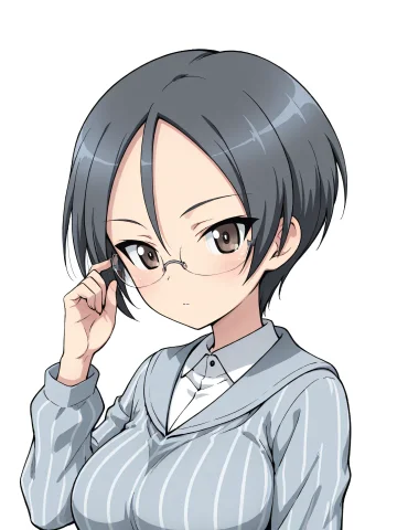 Rumi Girls Und Panzer,glasses,keizoku School Uniform,collare... — Stable Diffusion AI Prompt: rumi \(girls und panzer\),glasses,keizoku school uniform,collared shirt,upper bo...