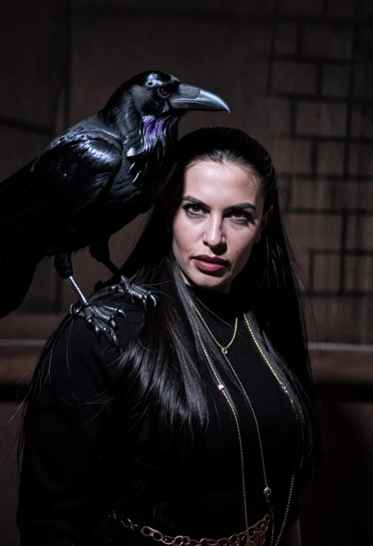 A Mysterious Persian Nomad Woman, Her Jet-black Hair Cascadi...