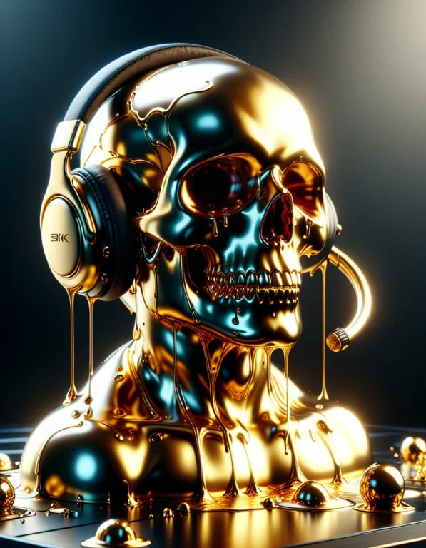 3. A Giant Human Skull Made Entirely Of Flowing Molten Gold,...