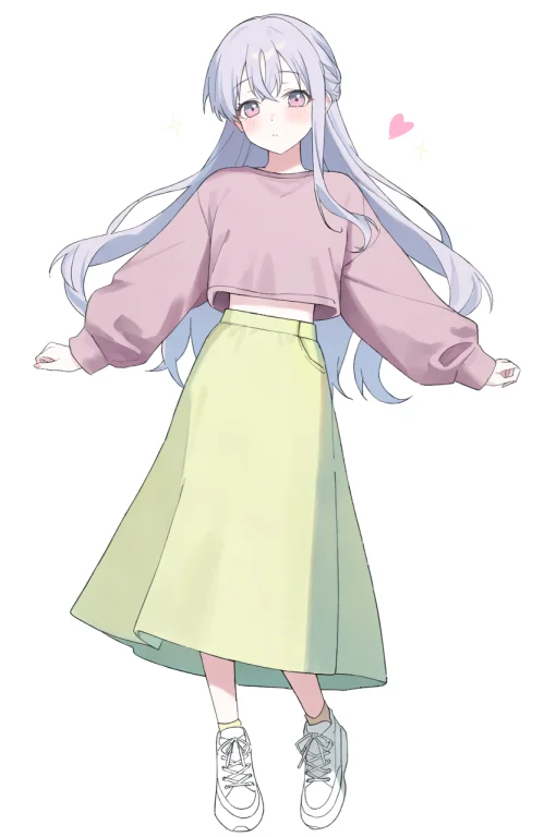 1girl, Solo, Full Body, White Background, Miyanaga Nonoka, V...
