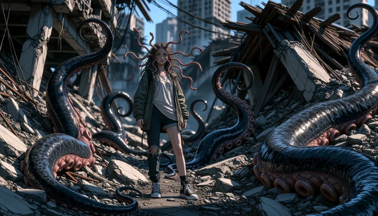 Gr4venbloom, Gchastyle. A Wide Shot Frames A Young Woman Sta...