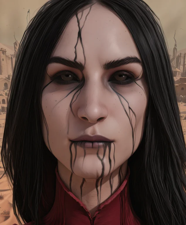 Thrtstxl,black Hair,black Sclera,facial Mark, Facing Viewer,...
