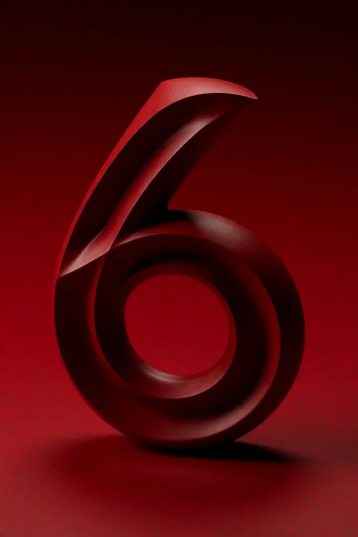 A Number Six Constructed From Intersecting Rings Stands Alon...