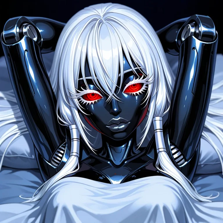 Female, Metal Skin, Hair Tubes Robot Eyes, Thick Lips, Thick...