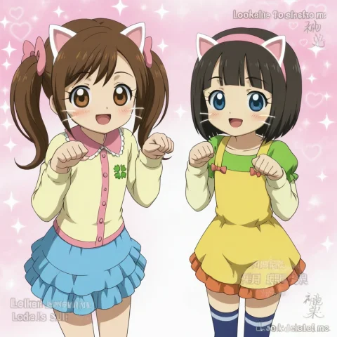 Masterpiece, Best Qualify, 2girls, Multiple Girls, Animal Ea... — Stable Diffusion AI Prompt: masterpiece, best qualify, 2girls, multiple girls, animal ears, twintails, brown...