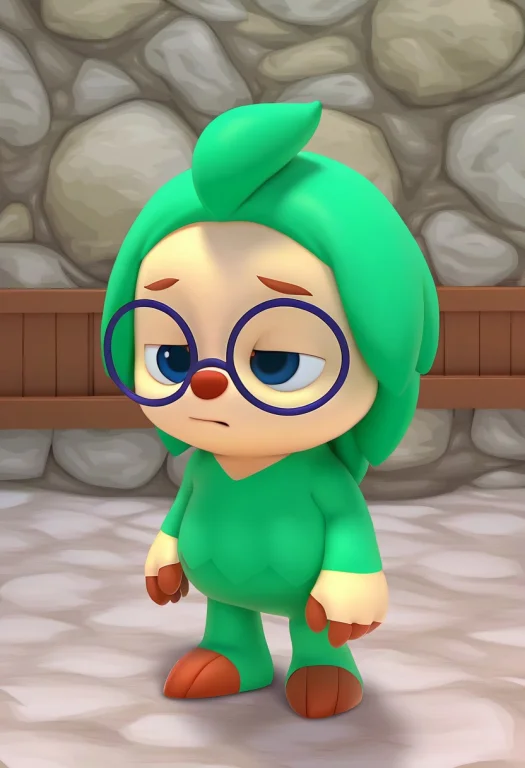 Hogi, Glasses, Blue Eyes, Green Hair, Furry, Solo, 1boy, Gre...