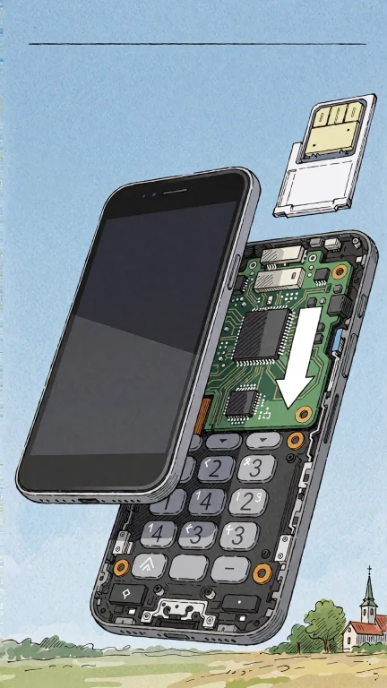 A Disassembled Smartphone Shown In Exploded View, With Its S...