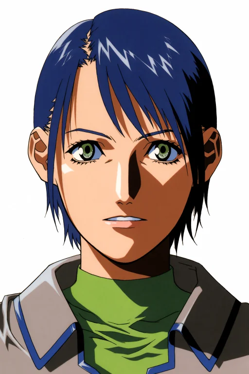 Yasuomi Umetsu Style, Oburi A Kite, Solo, Blue Hair, Green E...