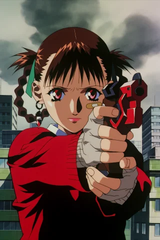 Anime Style, Sawa Type-1, 1girl, Weapon, Solo, Braided Hair... — Stable Diffusion AI Prompt: Anime Style, Sawa \(Type-1\), 1girl, weapon, solo, braided hair rings, gun, hold...