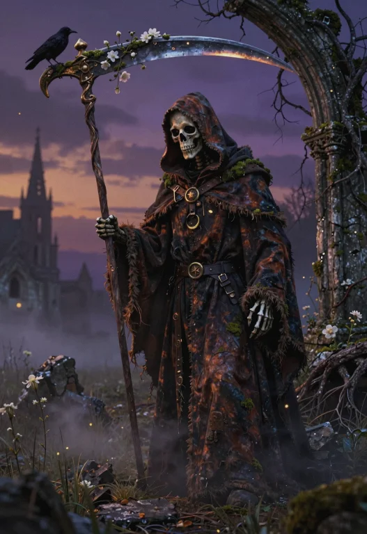 A Towering Grim Reaper Stands Motionless At The Heart Of A V...