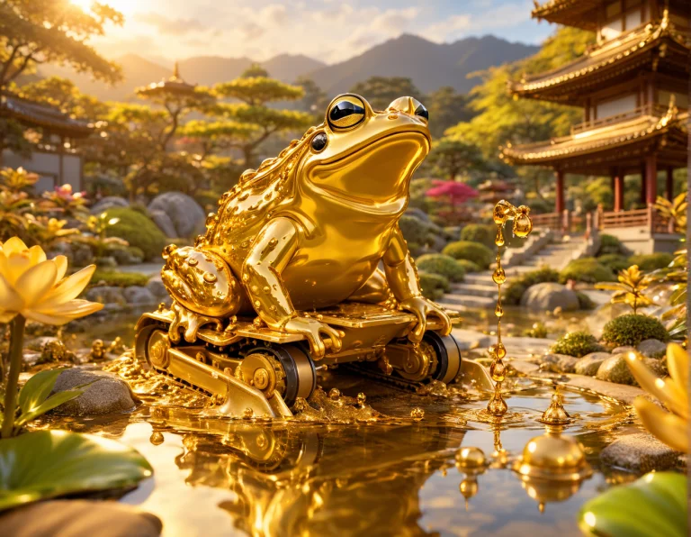 Masterpiece, Absurdres, Vibrant, A Giant Frog Operating A Ti...