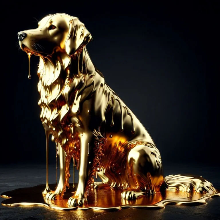 Liquidgoldmorph, Dripping, A Golden Retriever Dog Made Entir...