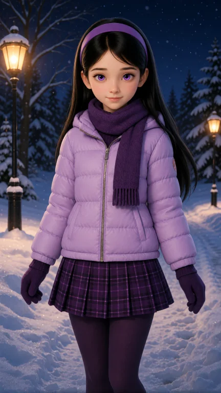 Kvil, Full Body View, Standing Outdoors In Winter At Night,...