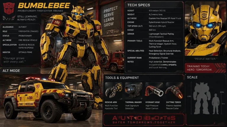 Probationary Firefighter Trainee Bumblebee With Tech Specs