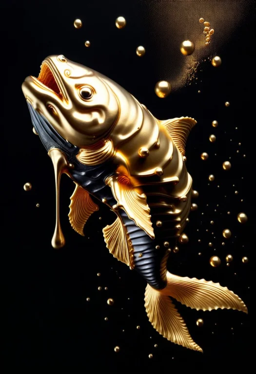 Liquidgoldmorph, A Cute Taiyaki Pastry Floating Above A Dark...