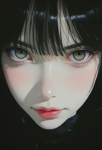 N8t-ru A Close-up Of A Womans Face Looking At The Viewer, Wi... — Stable Diffusion AI Prompt: n8_t-ru A close-up of a woman's face looking at the viewer, with black hair and...